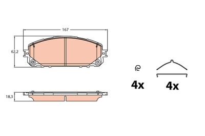 Brake Pad Set, disc brake TRW GDB2142