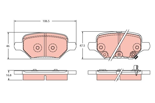 TRW GDB2406 Brake Pad Set, disc brake