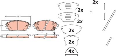 Brake Pad Set, disc brake TRW GDB2456