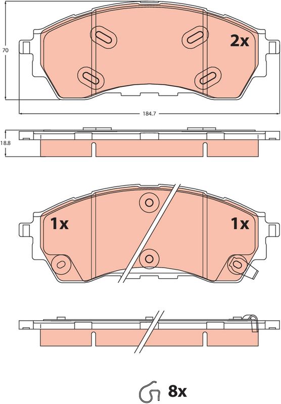 TRW GDB2550 Brake Pad Set, disc brake