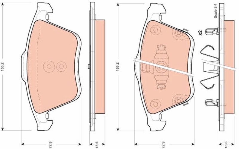TRW GDB3400 Brake Pad Set, disc brake