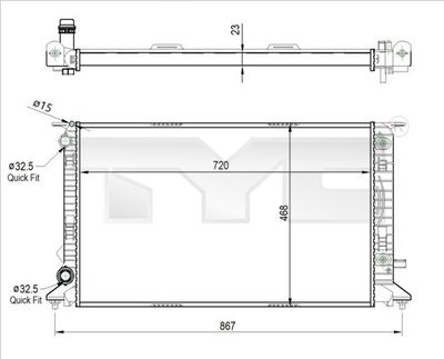 Radiator, engine cooling TYC 702-0037-R