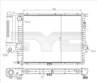 Radiator, engine cooling TYC 703-0010-R