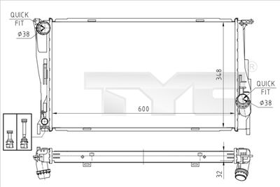 Radiator, engine cooling TYC 703-0008