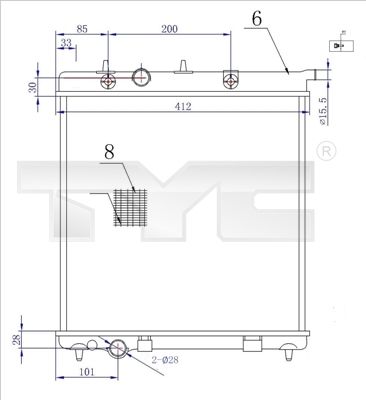 Radiator, engine cooling TYC 705-0072-R