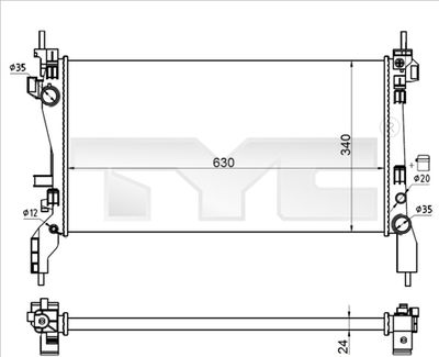 Radiator, engine cooling TYC 709-0021-R