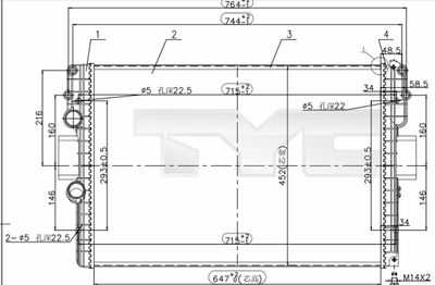 Radiator, engine cooling TYC 715-0006-R