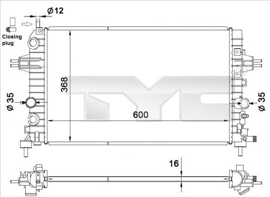 TYC 725-0036 Radiator, engine cooling
