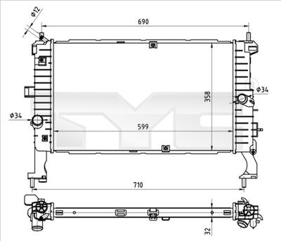 Radiator, engine cooling TYC 725-0049