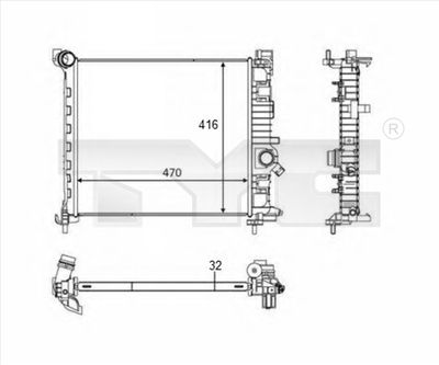 Radiator, engine cooling TYC 725-0050-R