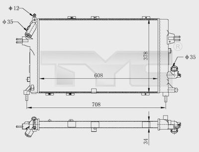 Radiator, engine cooling TYC 725-0028-R