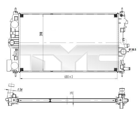 TYC 725-0037 Radiator, engine cooling