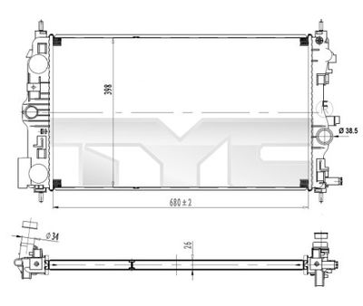 Radiator, engine cooling TYC 725-0037