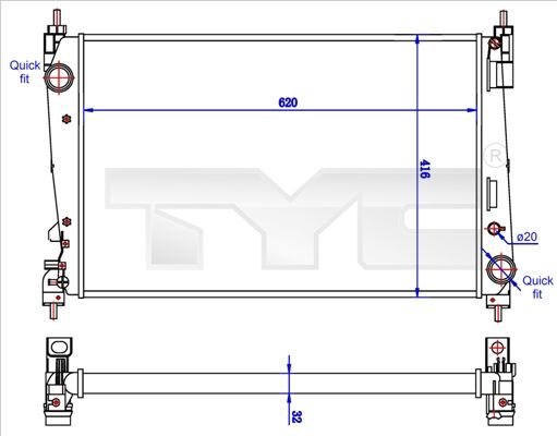 TYC 725-0042-R Radiator, engine cooling