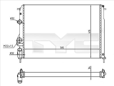 Radiator, engine cooling TYC 728-0055-R
