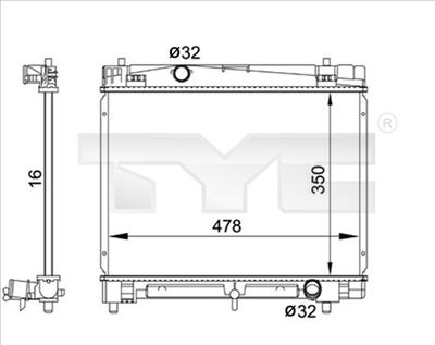 Radiator, engine cooling TYC 736-0001
