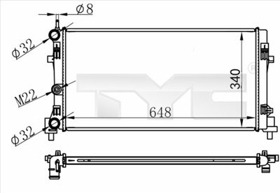 Radiator, engine cooling TYC 737-0074