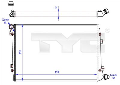 Radiator, engine cooling TYC 737-0062-R