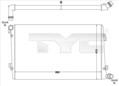 Radiator, engine cooling TYC 737-0063-R