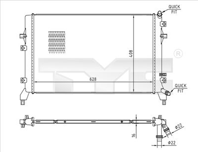 Radiator, engine cooling TYC 737-0066