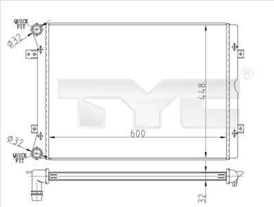 Radiator, engine cooling TYC 737-0067-R