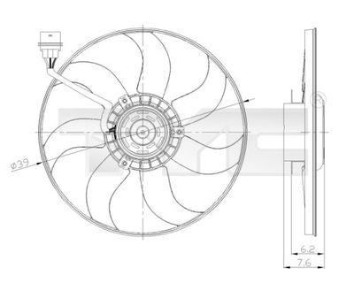 Fan, engine cooling TYC 837-0036