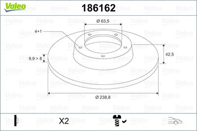 Brake Disc VALEO 186162