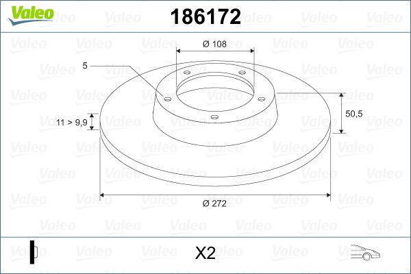 VALEO 186172 Brake Disc