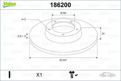 Brake Disc VALEO 186200