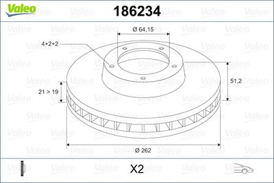 Brake Disc VALEO 186234