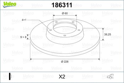 Brake Disc VALEO 186311