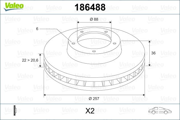 VALEO 186488 Brake Disc