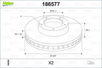 Brake Disc VALEO 186577