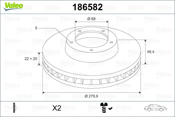 VALEO 186582 Brake Disc