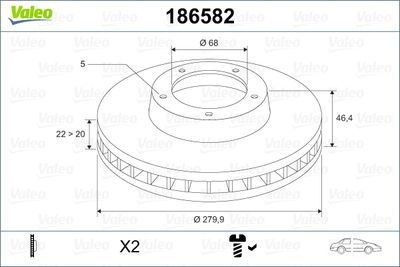 Brake Disc VALEO 186582