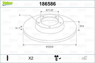 Brake Disc VALEO 186586