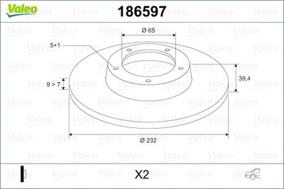 Brake Disc VALEO 186597