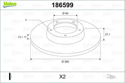 Brake Disc VALEO 186599
