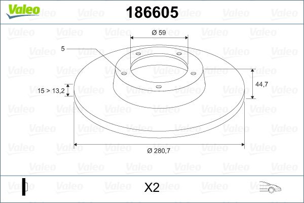 VALEO 186605 Brake Disc