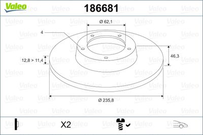 Brake Disc VALEO 186681