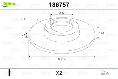 Brake Disc VALEO 186757