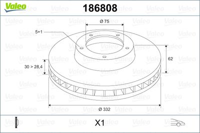 Brake Disc VALEO 186808