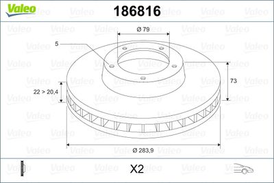 Brake Disc VALEO 186816