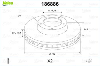 Brake Disc VALEO 186886