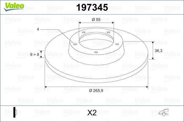 VALEO 197345 Brake Disc