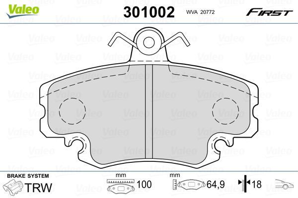 VALEO 301002 Brake Pad Set, disc brake
