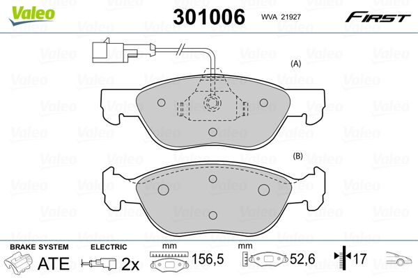 VALEO 301006 Brake Pad Set, disc brake