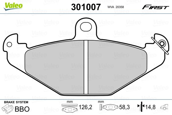 VALEO 301007 Brake Pad Set, disc brake