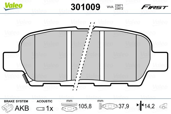 VALEO 301009 Brake Pad Set, disc brake
