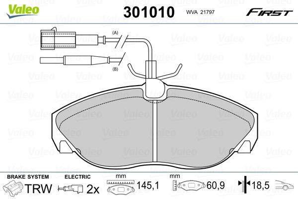 VALEO 301010 Brake Pad Set, disc brake